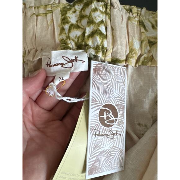 Panama Jack Skirt Women's Size XL Tan Pineapple Linen Blend Wrap Midi Skirt New - Picture 3 of 4